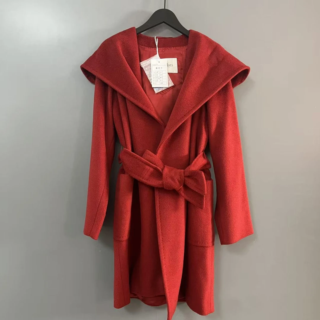 95新 MaxMara maxmara红色浴袍款大衣