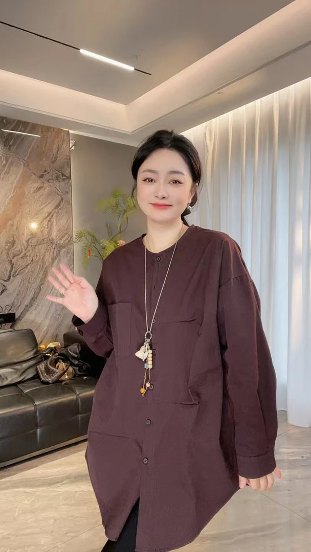 【冲姐】秋冬纯色百搭宽松韩版设计感百搭衬衫（胸围130衣长83）9001