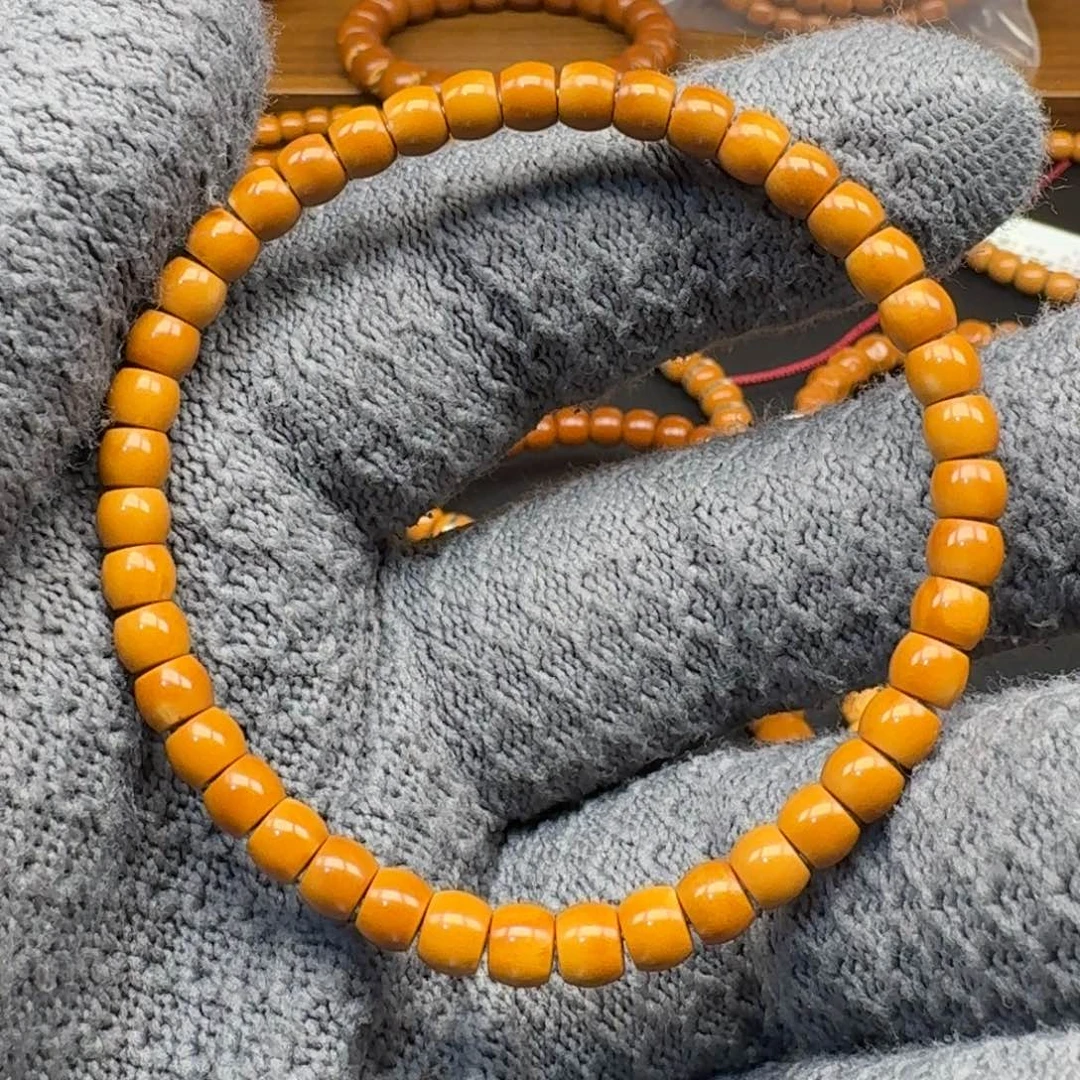 橄榄核手串/手链5.1老挝核尖直切单圈微白