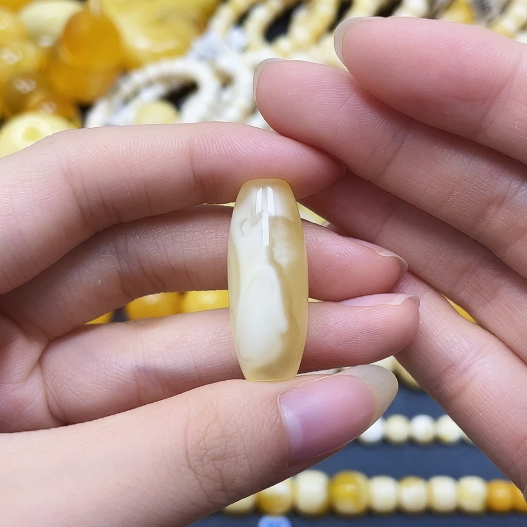 裸石蜜蜡未镶嵌沁色桶珠12.3✖️30.4mm