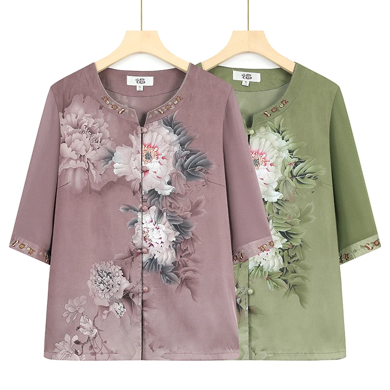 2025新款中老年女装奶奶新中式上衣开衫妈妈装春夏季薄款两件套装