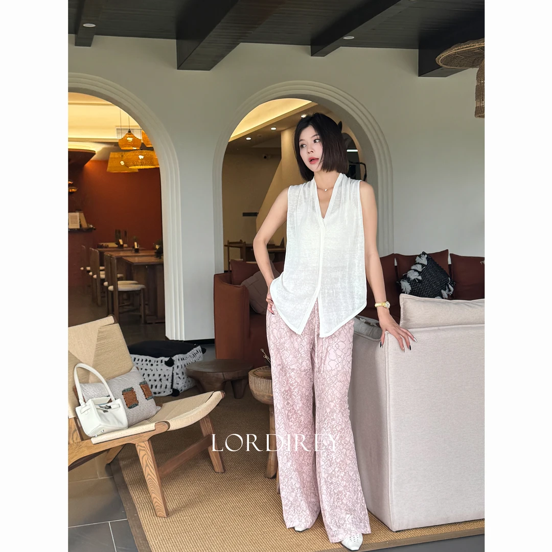『LORDIREY』时尚夏季薄款镂空提花直筒休闲裤2025新款裤子655015