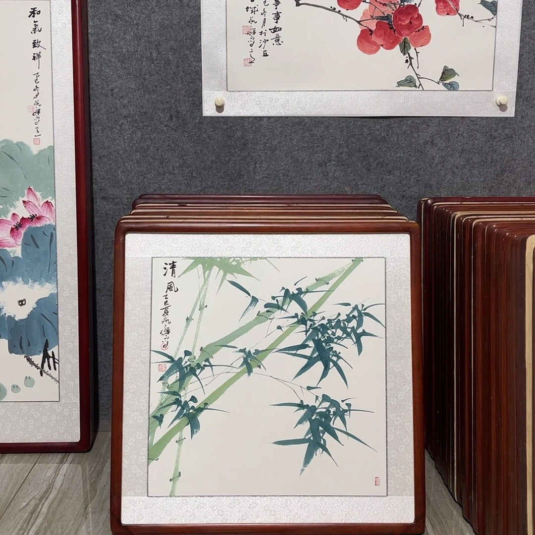 国画书画作品带框63×63