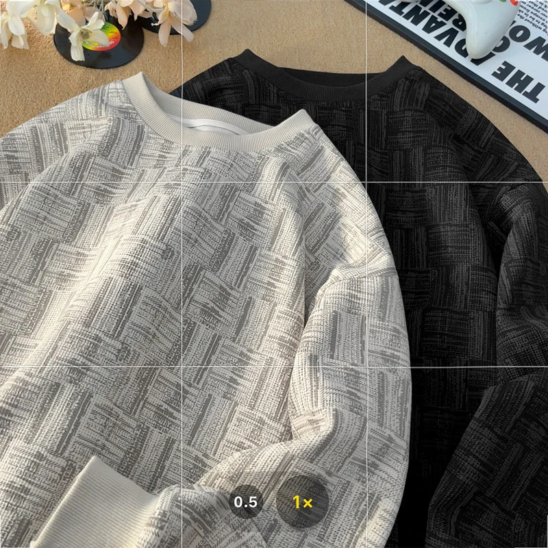 港风2025秋季圆领白搭卫衣男生百搭设计感时尚潮流长袖卫衣