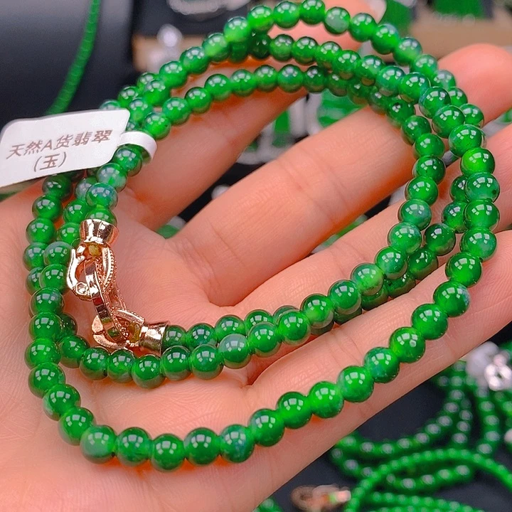 翡翠未镶嵌耳饰天然A货翡翠珠链卡5