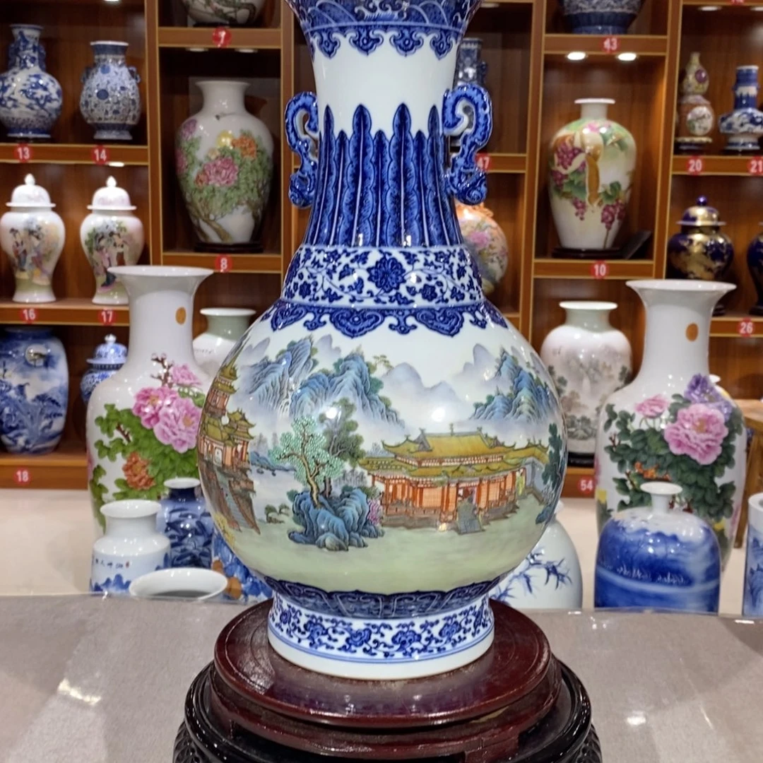 用***4摆件陶青花珐琅彩精工手绘