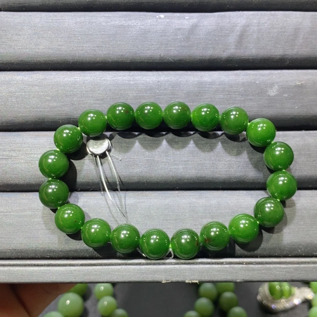 【闪购商品】和田玉吊坠(不含链)未镶嵌俄七红皮菠菜绿手串 10