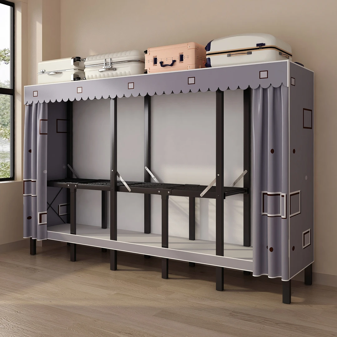 衣柜出租房专用免安装折叠卧室家用加厚加粗加固全钢结实简易衣柜