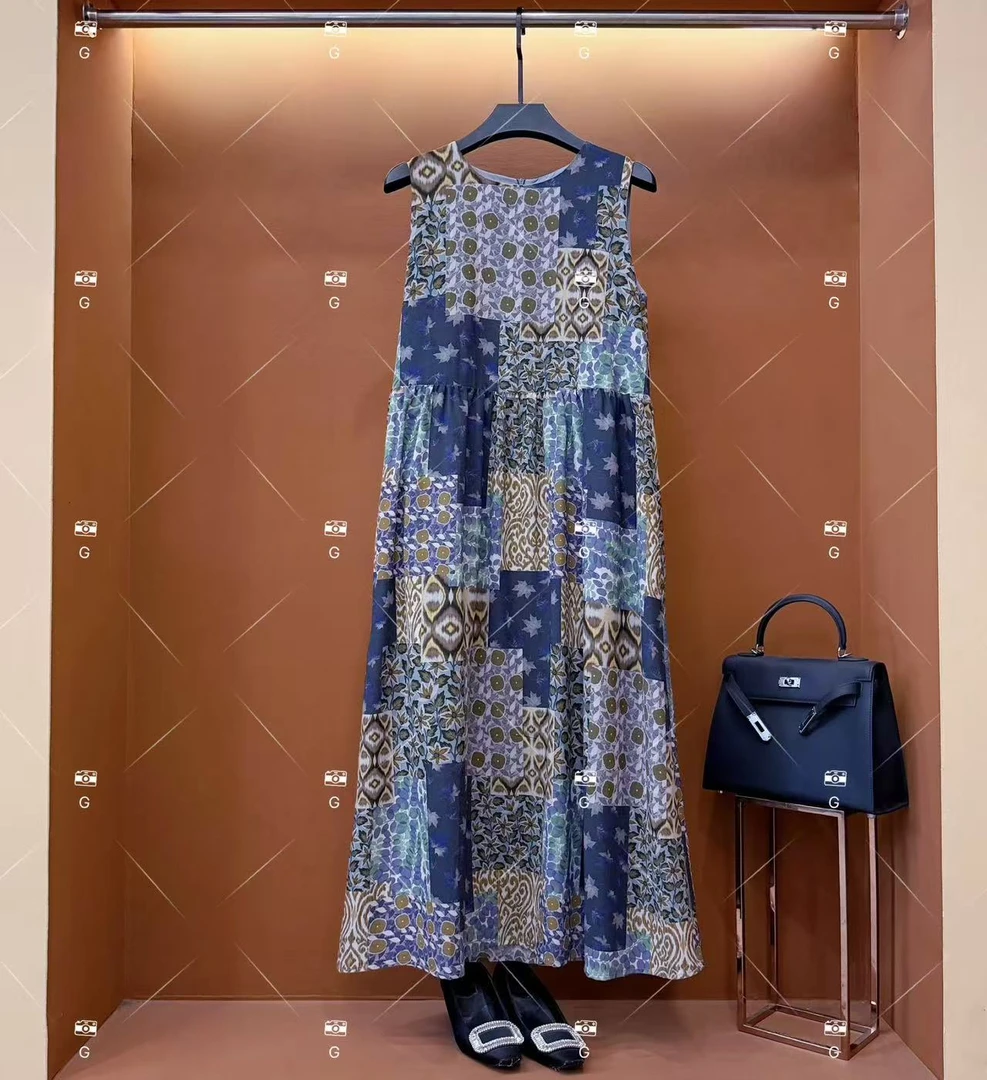 【李娜】夏季新款复古时尚百搭印花无袖连衣裙 H-358