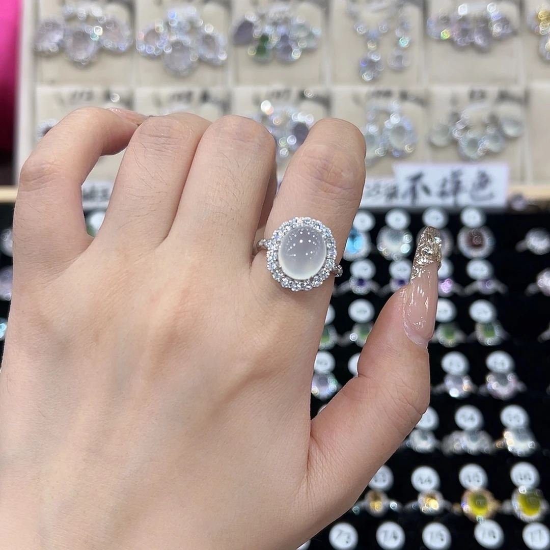 蛇纹石玉银S925镶嵌戒指