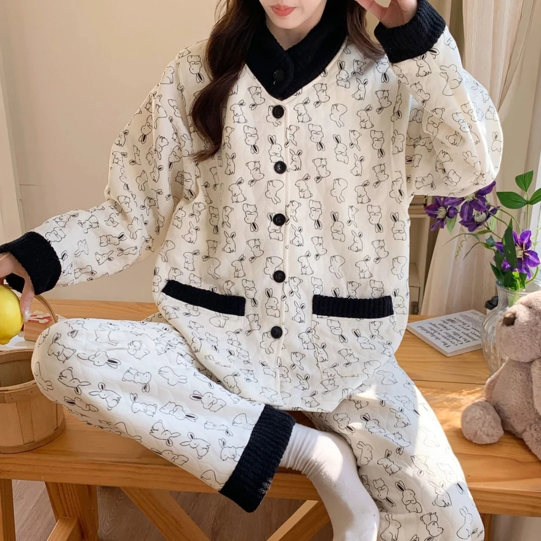 【10-4月】秋冬空气夹棉月子服孕妇喂奶小香风哺乳产后宽松产妇睡衣