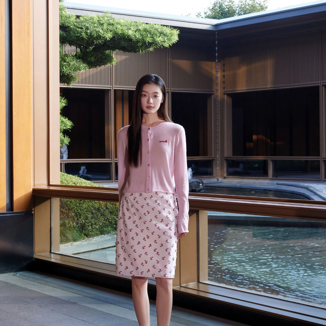 WIWH 粉色针织开衫