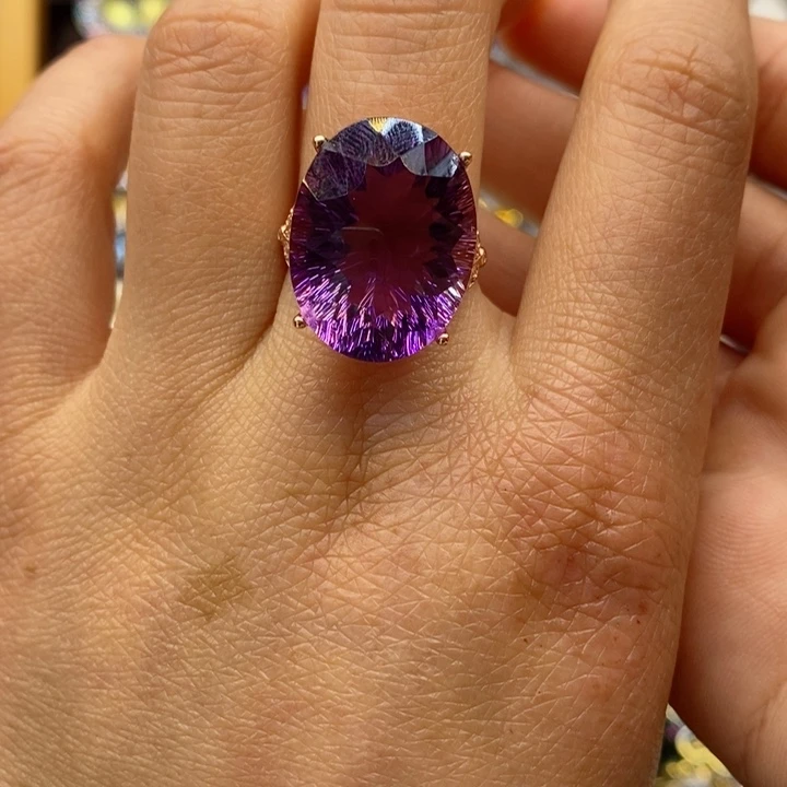 水晶戒指银S925镶嵌天然水晶戒指