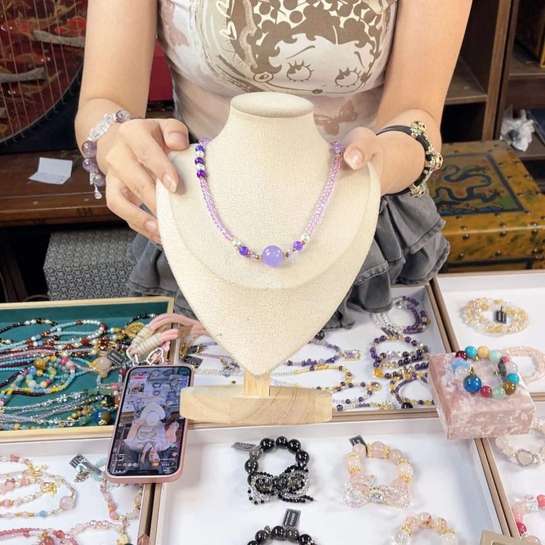 水晶手链银S925镀金镶嵌