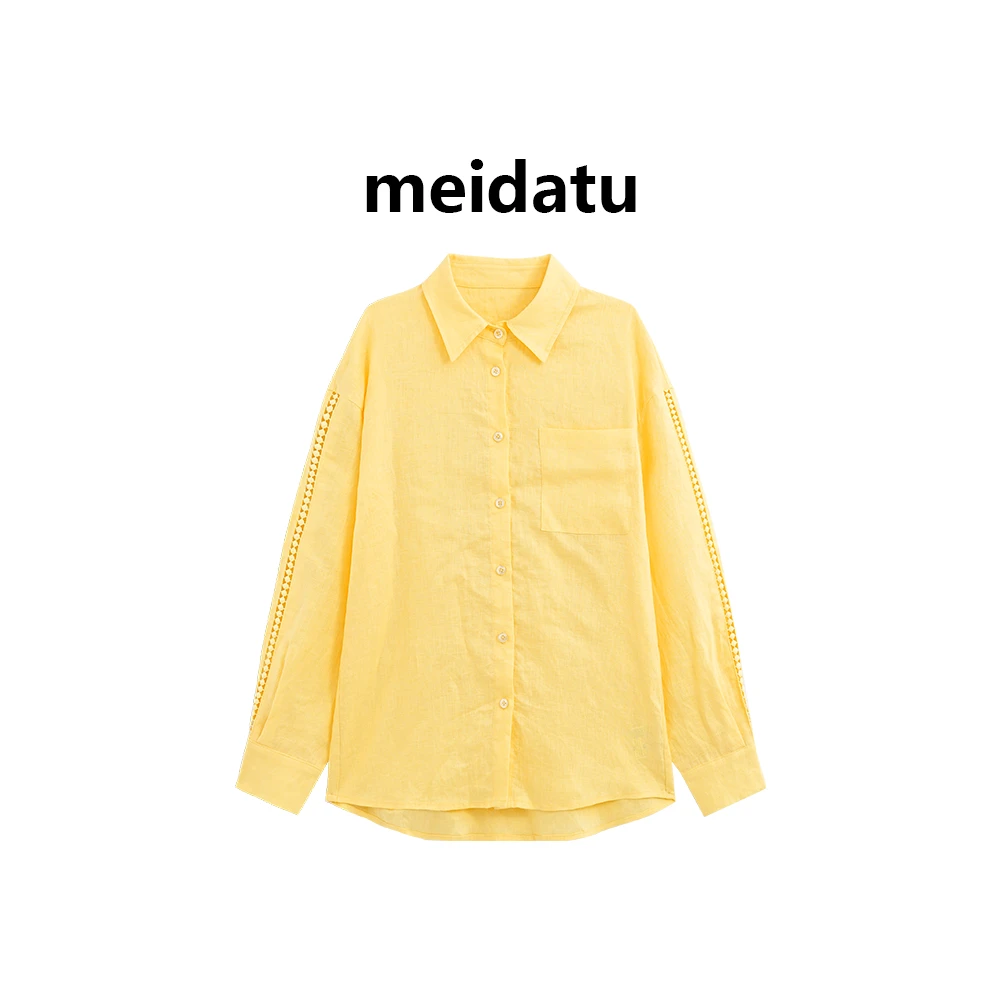 美哒兔（璀璨阳光）时尚慵懒风亚麻衬衫（高个子版）CK1963-59G