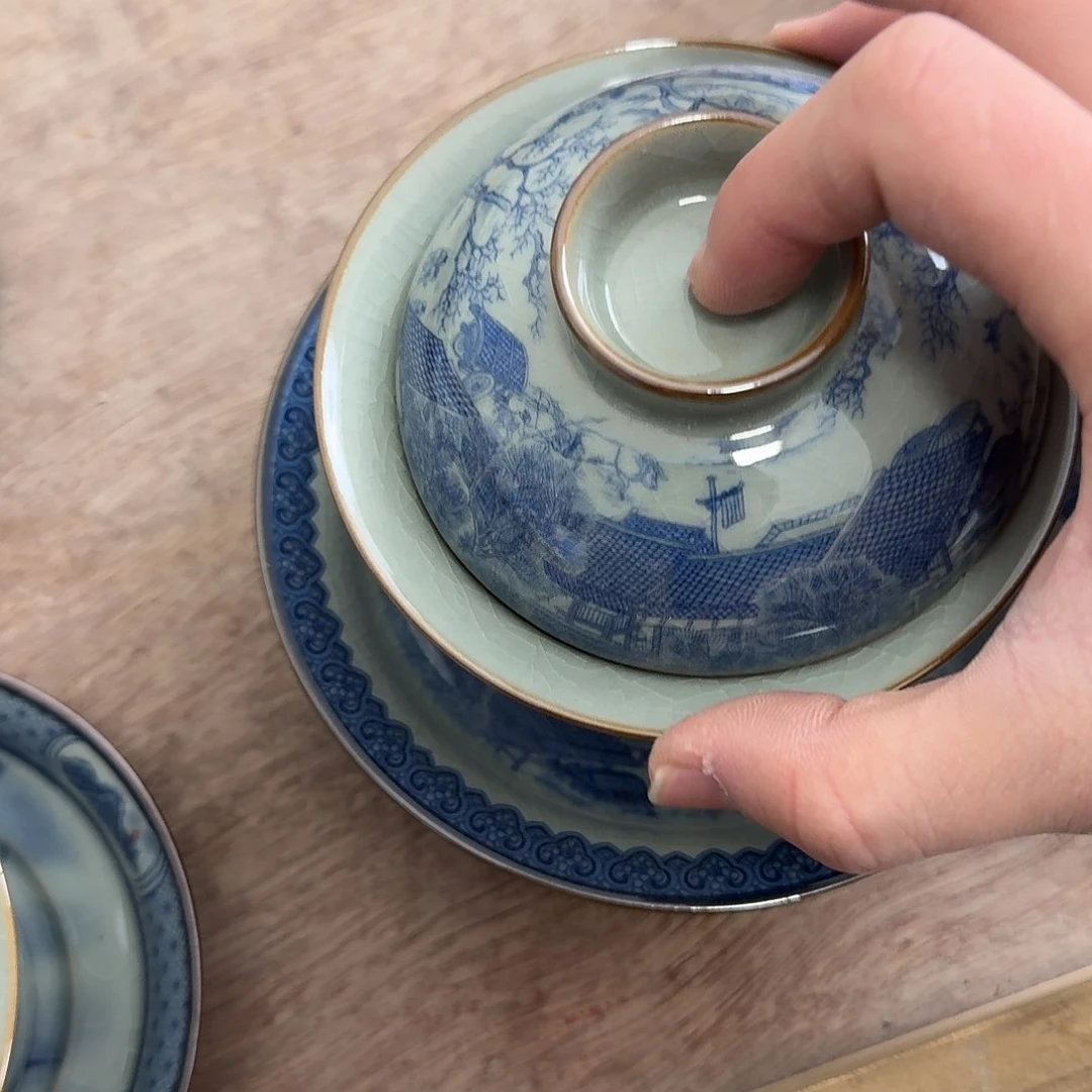 清明上河图大高足盖碗微瑕