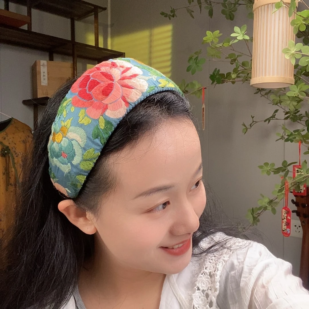 刺绣老绣手工刺绣发箍