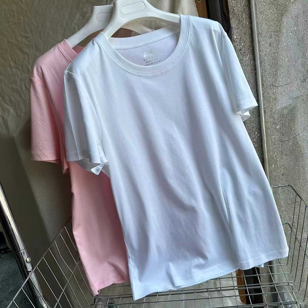 太好穿了，屯2件，新疆长绒棉女款小白T夏季纯色短袖白色T恤