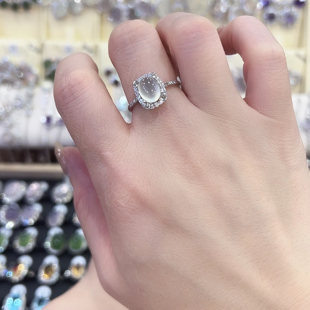 蛇纹石玉银S925镶嵌戒指