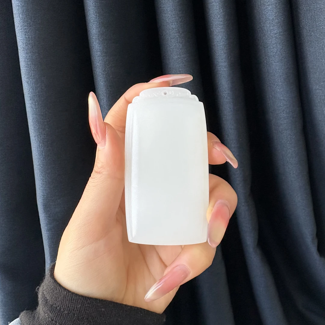 主推款收藏级120克和田玉羊脂白平安无事牌 可手把保真和田玉