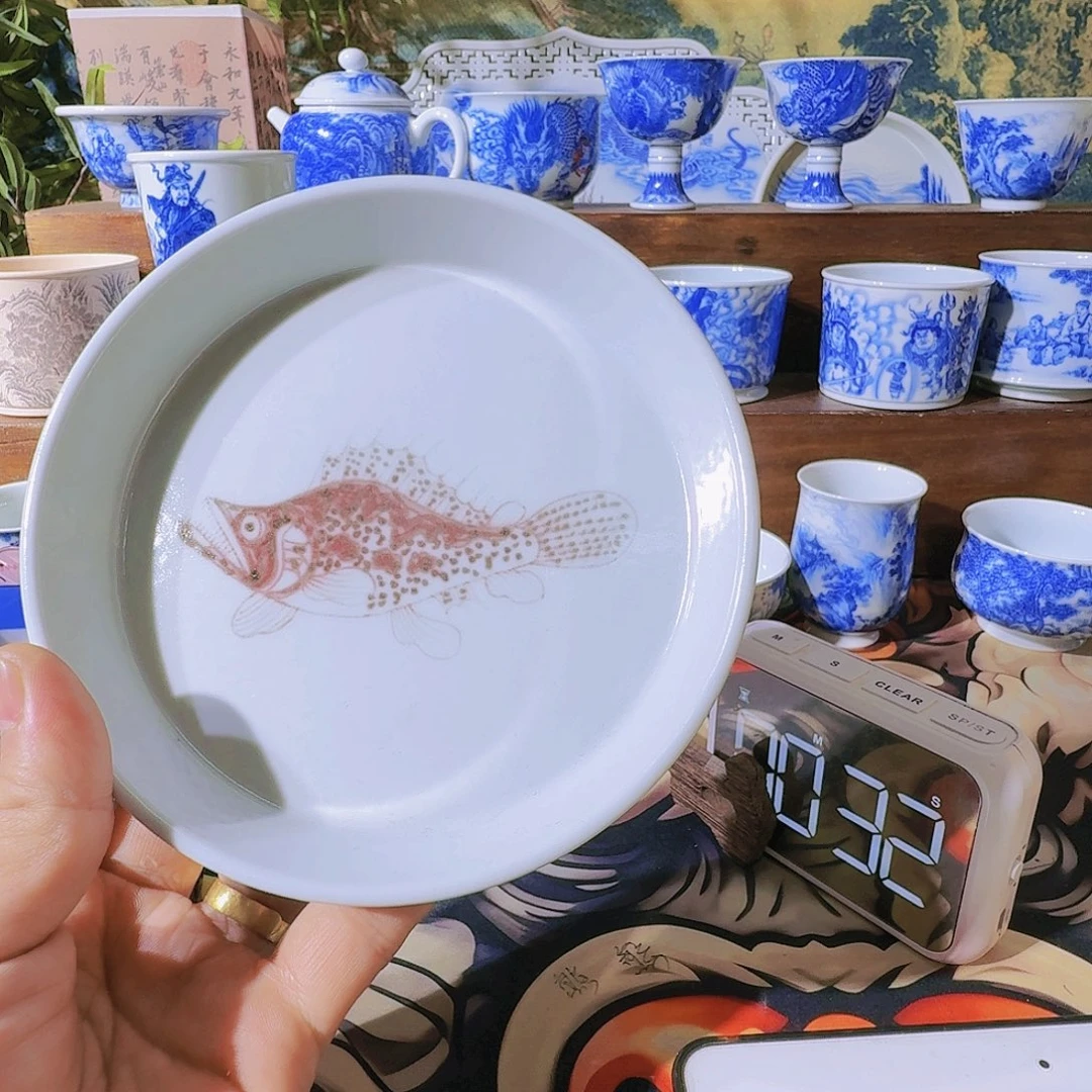 泥塑陈**。壶承手工手绘微瑕