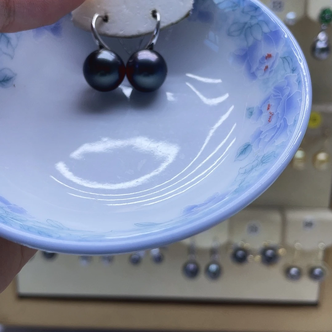 耳饰银S925镶嵌海水珍珠