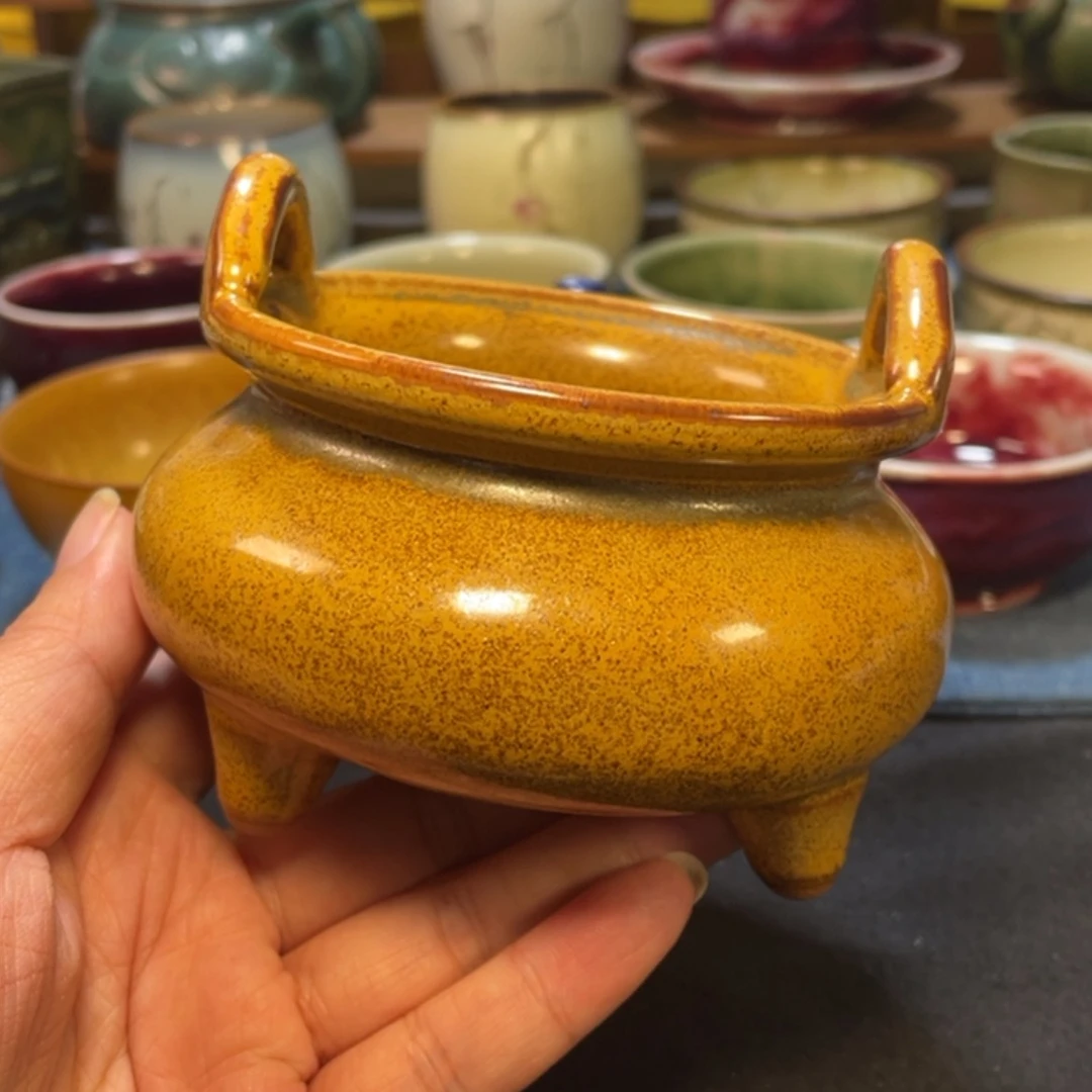 【闪购商品】摆件手工黄金三足炉