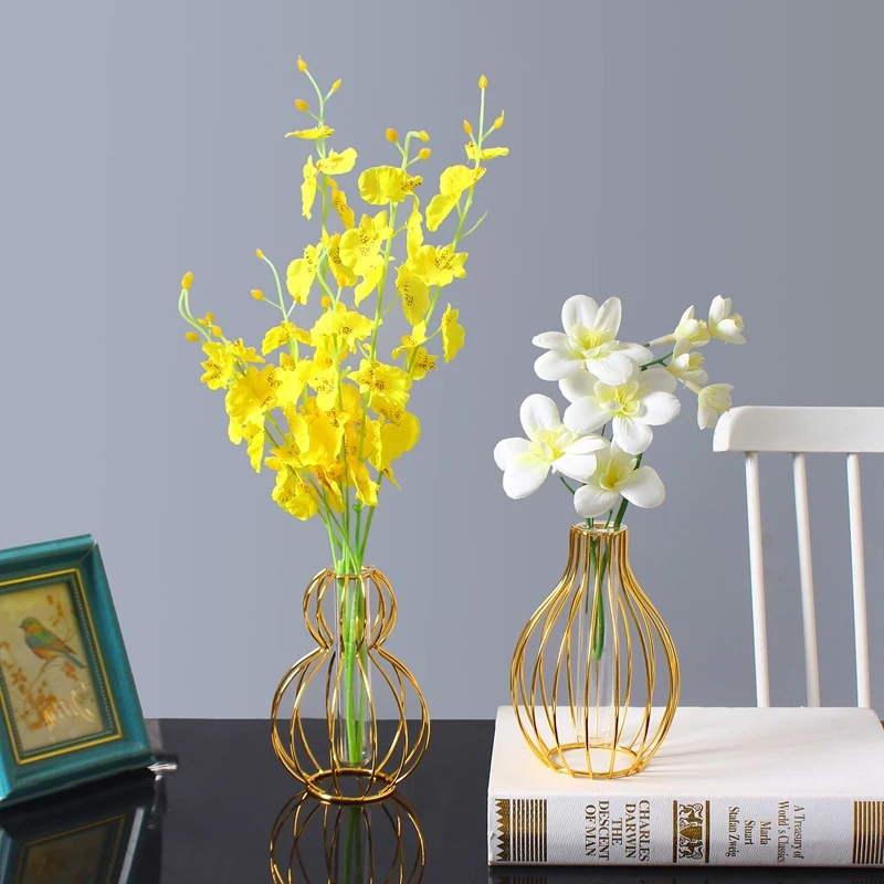 轻奢北欧铁艺电镀金属花瓶台面装饰球形插花玄关鲜花摆件