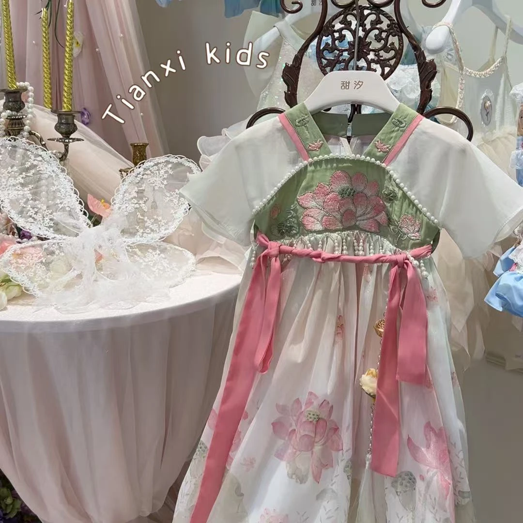 【国色芳华】甜汐·25夏~荷花钉珠连衣裙86173(汉服)