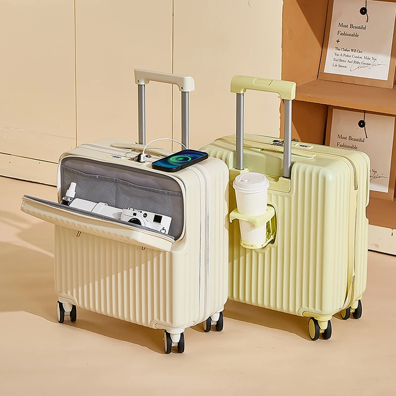 新款女功能登机箱女儿童18寸旅行拉杆箱旅游轻便迷你前开口行李箱
