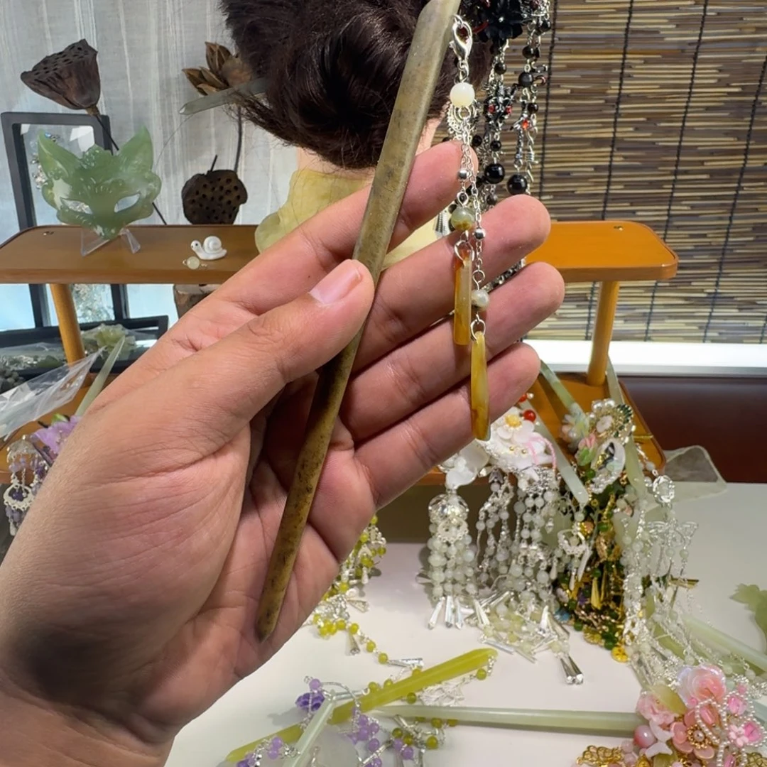 蛇纹石玉合金发饰