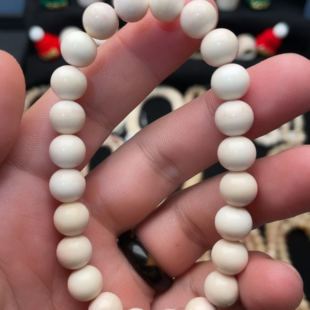白玉菩提手串精品驼骨鲜料圆