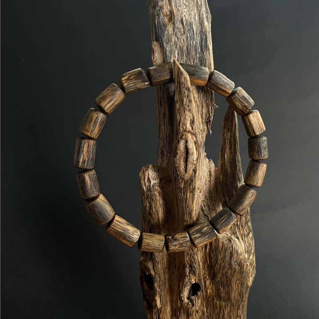 沉香随型节节珠单圈手串香韵饱满7mm乌身老料zy174753-20700