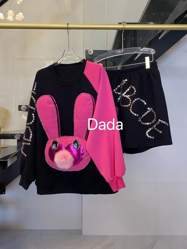 Dada设计款新款重工个性款宽松大版休闲套装C10385