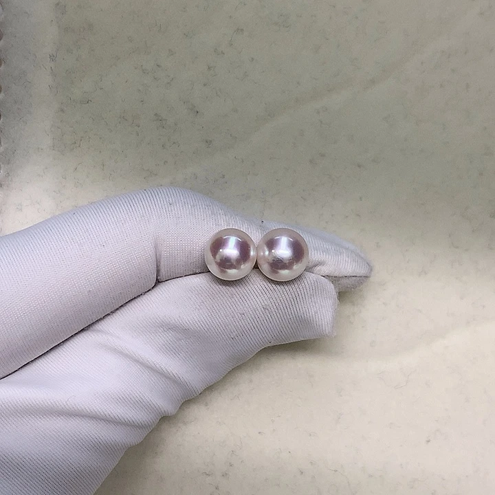 海水珍珠耳钉7.5-818K金镶嵌