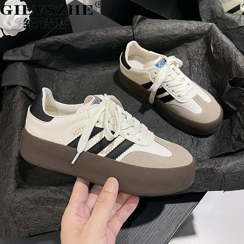 纪诗哲复古德训鞋女夏季新款厚底小白鞋百秋季女款白色厚底德训