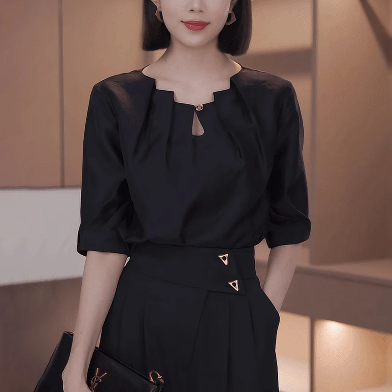 法式气质优雅衬衫女士2025夏季新款时尚大码宽松显瘦漂亮小衫上衣