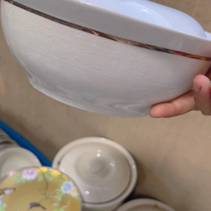 瓷片浮雕九寸汤锅一个微瑕