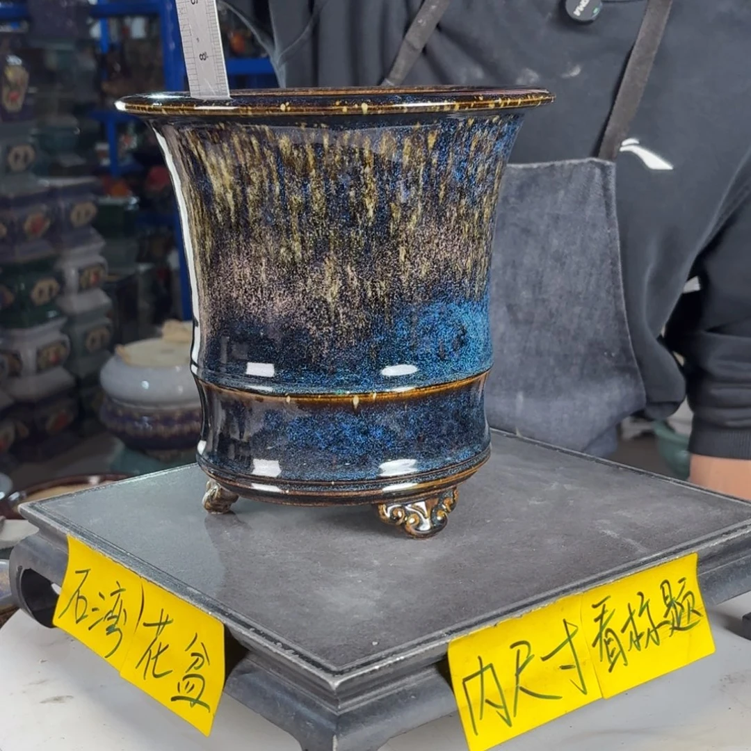 一风堂石湾花盆 内17*19底部高温裂729