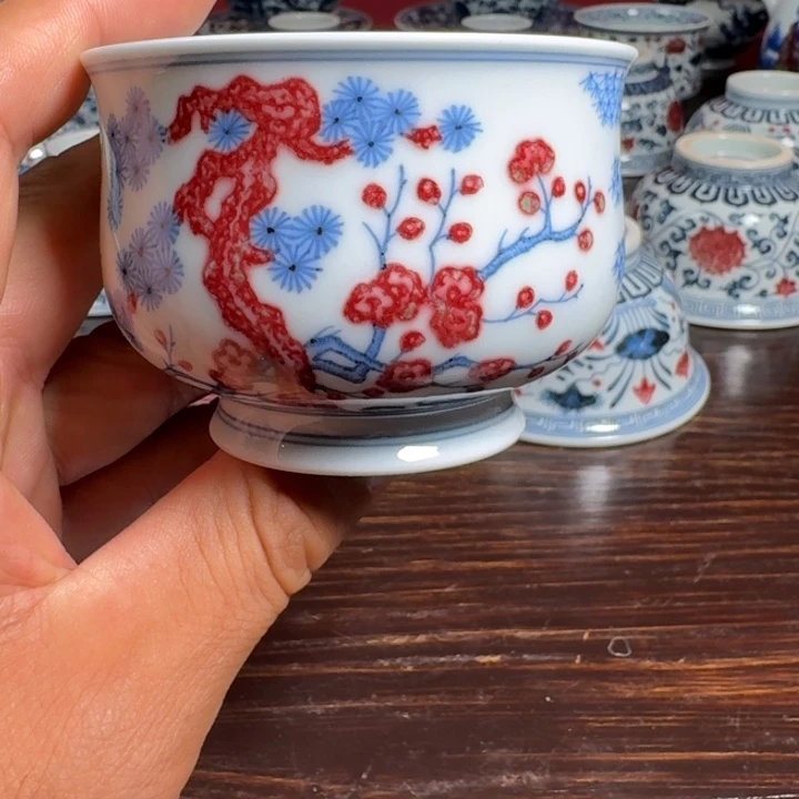 摆件柴窑青花釉里红出