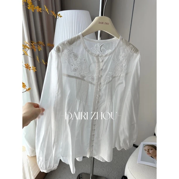 DAIRI  ZHOU▪️海洋舞会    100天丝刺绣工艺打条宽松衬衫复古简约