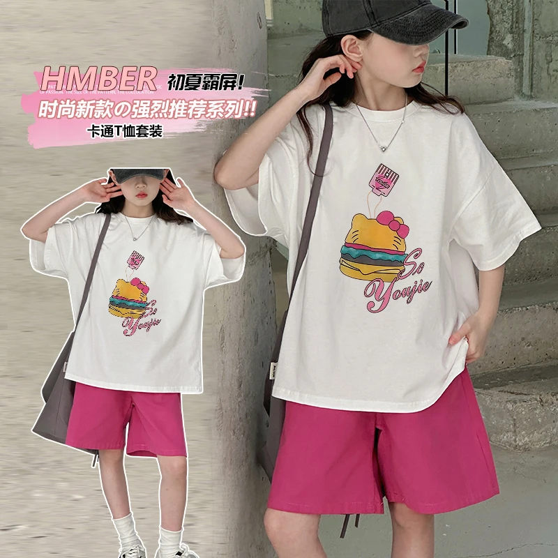 儿童夏季短袖套装2025新款女童运动休闲洋气夏款中大童女孩两件套