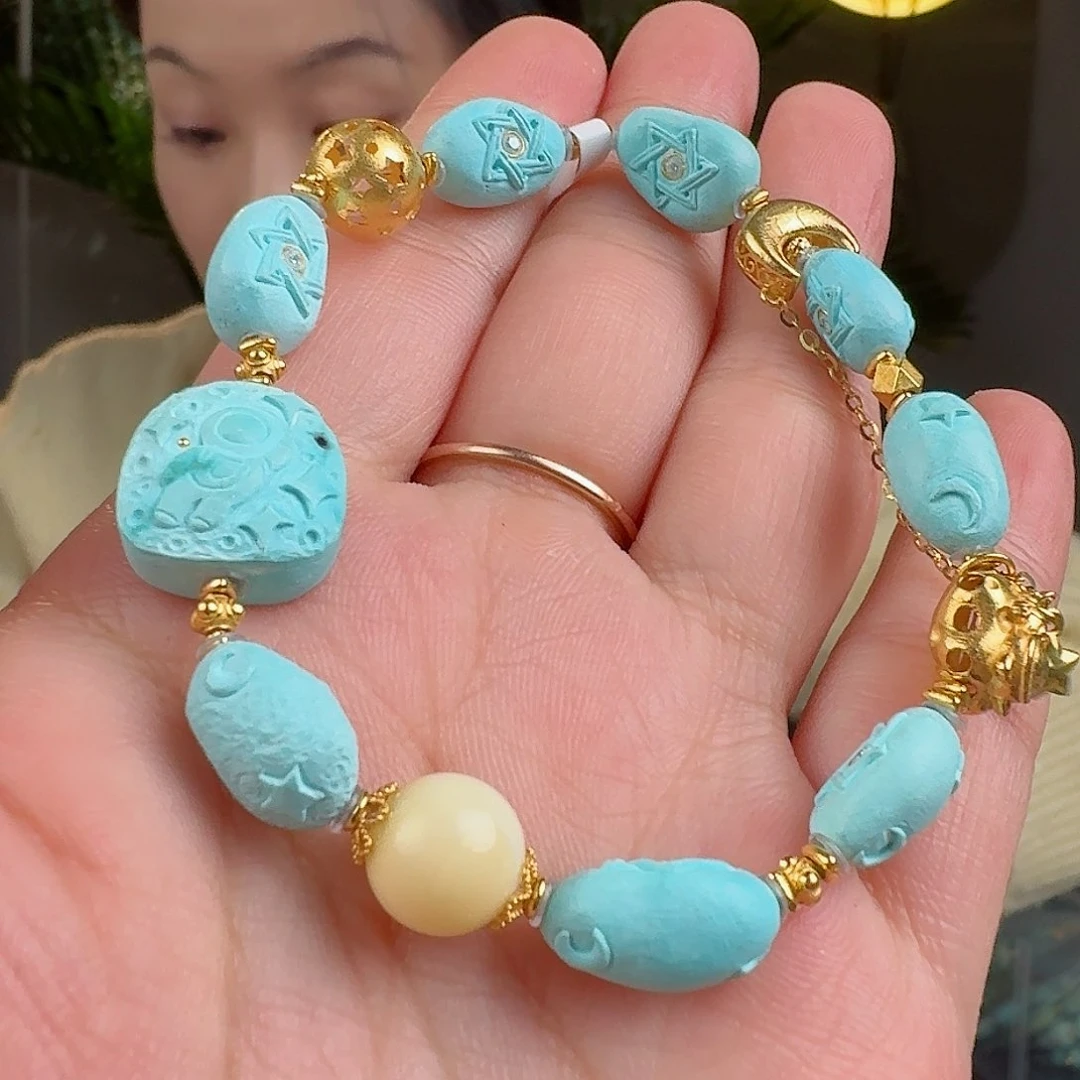 绿松石珠宝奇石18K金镶嵌