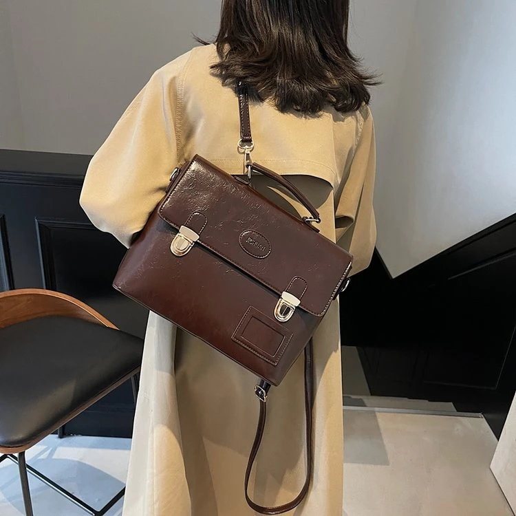复古学院双肩包包女爆款2025新款潮流学生休闲背包百搭手提单肩包