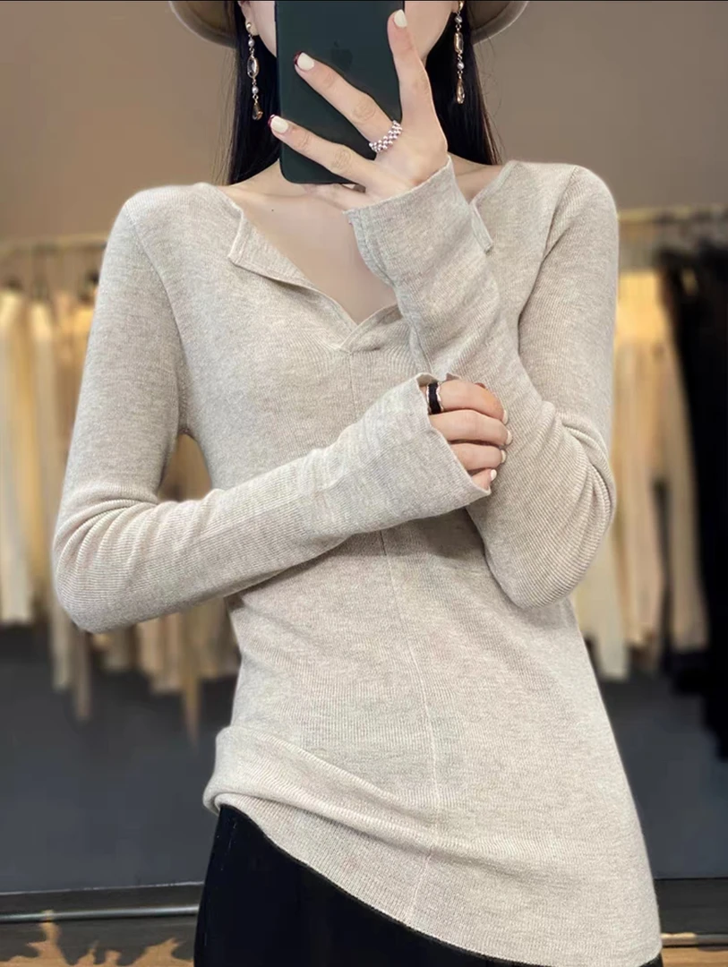 纯色秋冬衫修身毛衣女套衫打底衫针织显瘦羊毛气质长袖时尚百搭