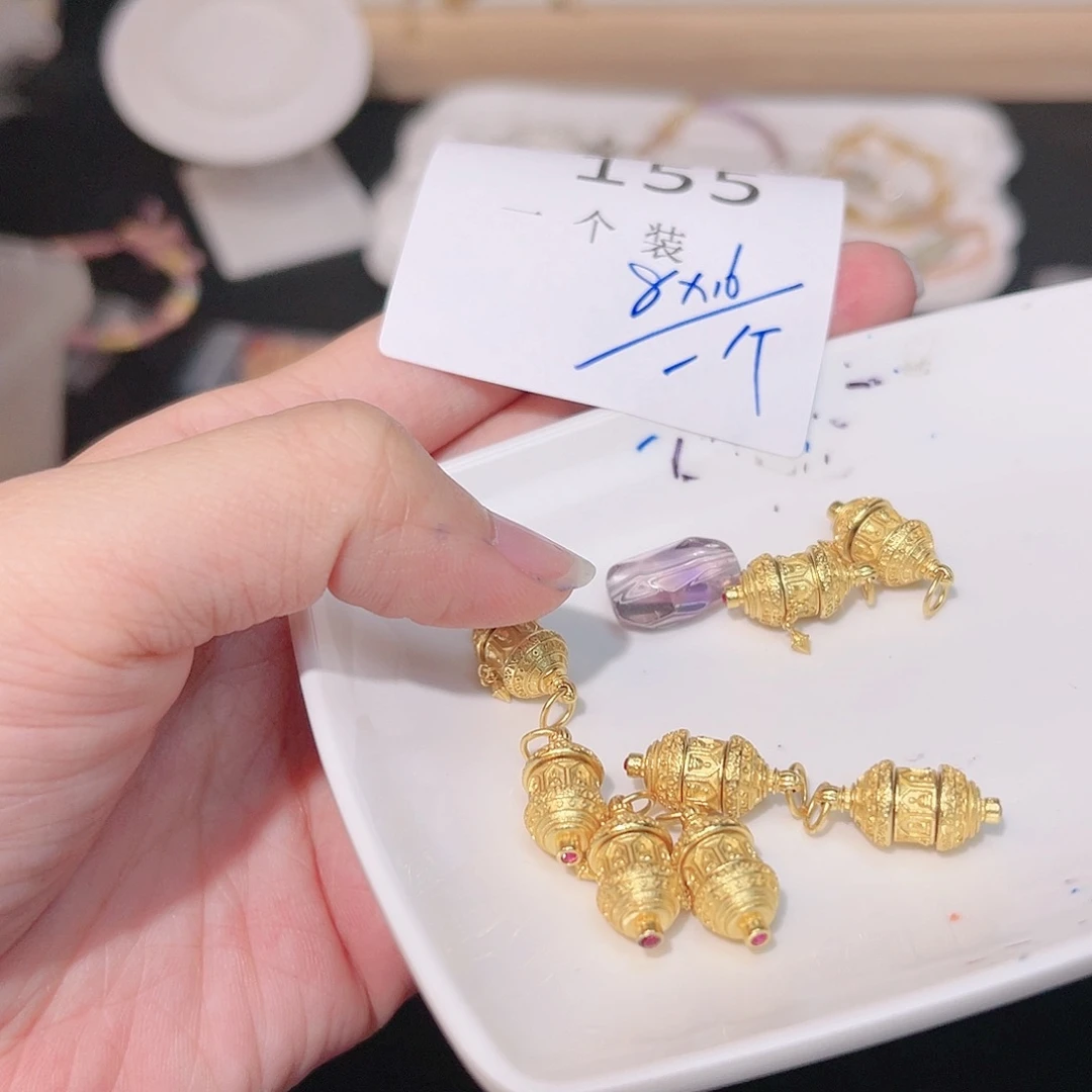 水晶珠宝半成品银S925镀金镶嵌155