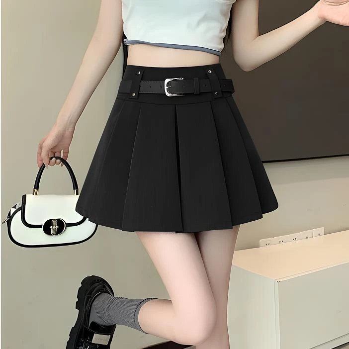 学院风A字百褶短裙女2025春夏季辣妹新款高腰显瘦百搭西装半身裙