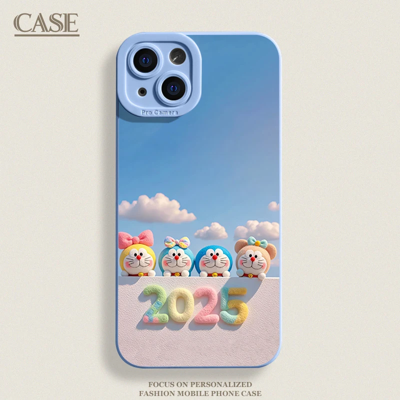 新年哆啦A梦适用iPhone16ProMax手机壳15苹果14软13瞳影12磨砂11
