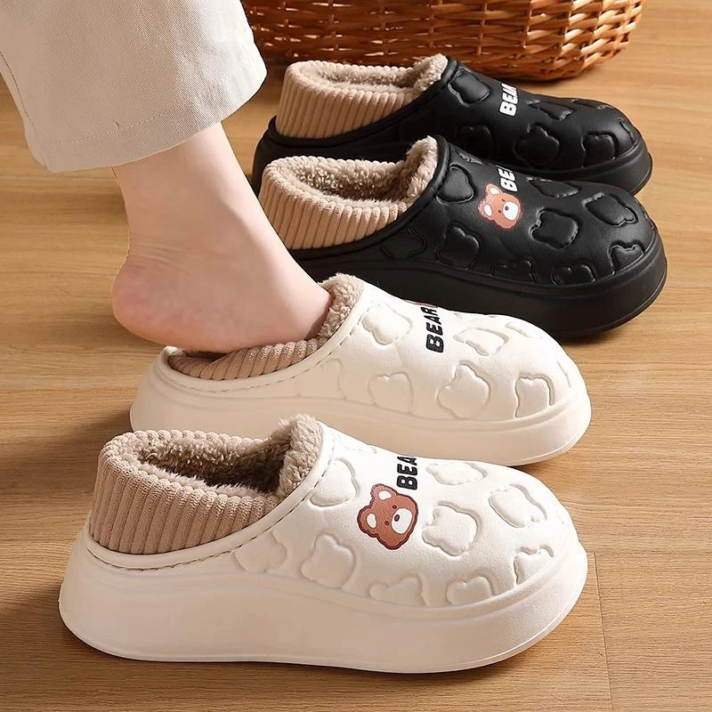 防水棉拖鞋包跟女士2025新款保暖毛绒加厚室内居家保暖可外穿冬季