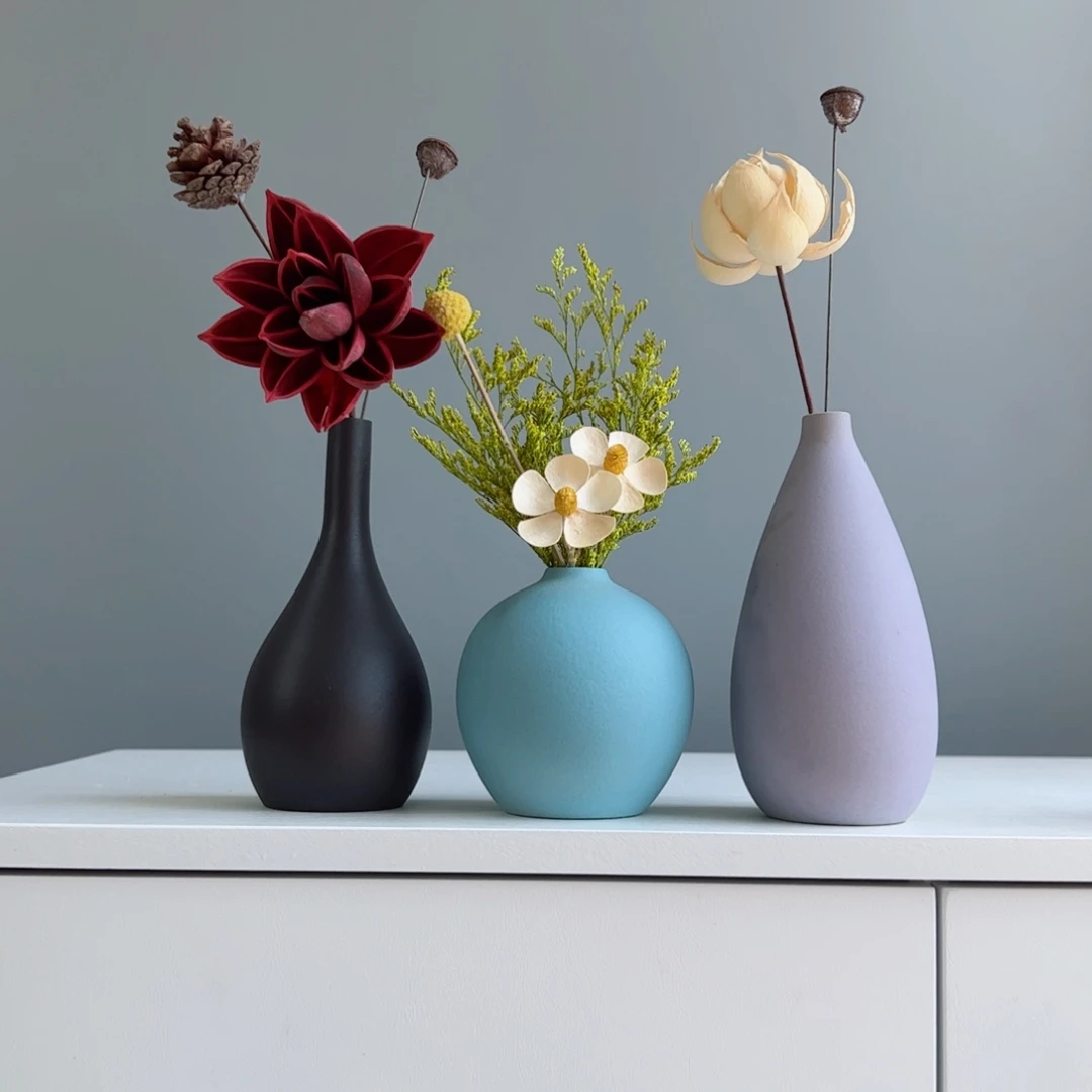 摆件陶瓷小花瓶摆件含花总高约20-30cm